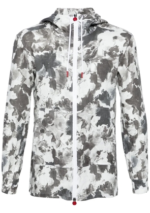 Kiton abstract-print linen jacket - Grey