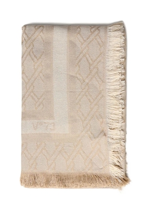 V°73 jacquard fringed scarf - Neutrals