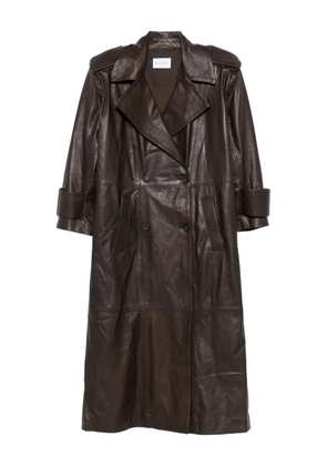 MARSEM double-breasted leather coat - Brown
