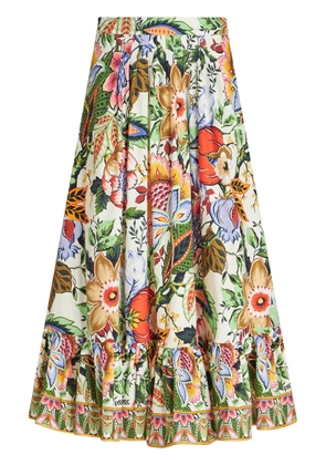 ETRO floral-print pleated midi skirt - White