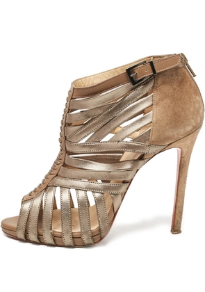 Christian Louboutin Pre-Owned Karina strappy peep-toe high-heeled boots - Brown