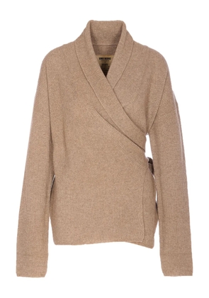 Uma Wang bow cutout cardigan - Neutrals