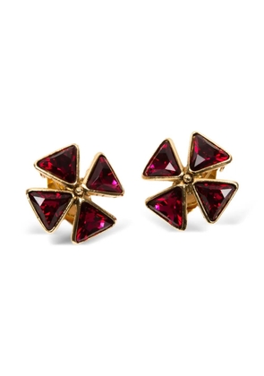 Saint Laurent Pre-Owned 1990s cross crystal-embellished earrings - Red