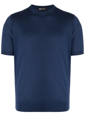 Colombo crew-neck fine-knit T-shirt - Blue