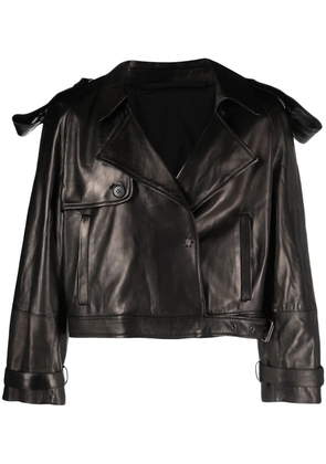 Salvatore Santoro notched-lapels leather jacket - Black