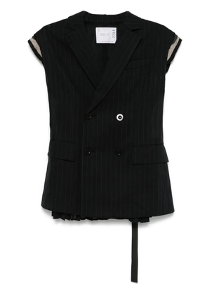 sacai pinstriped waistcoat - Black