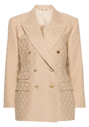 Gucci GG-jacquard double-breasted blazer - Neutrals