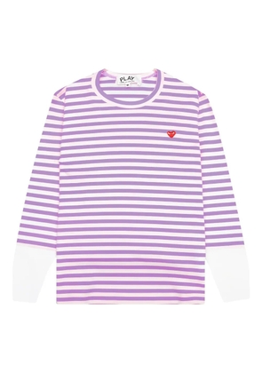 Comme Des Garçons Play striped logo-patch T-shirt - Purple