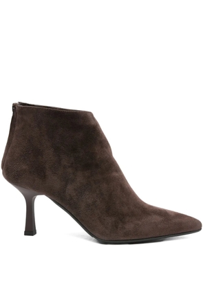 Gisel Moire 65mm Elise pointed-toe stiletto ankle boots - Brown