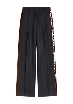 DRIES VAN NOTEN velvet-trim trousers - Blue