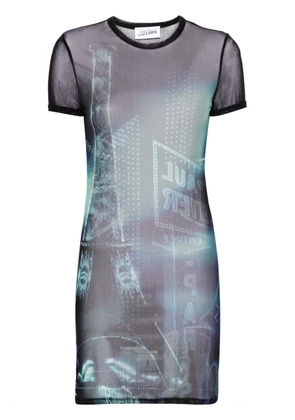 Jean Paul Gaultier Pigalle-print mesh mini dress - Blue