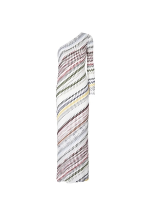 Missoni one-shoulder chevron-pattern maxi dress - White