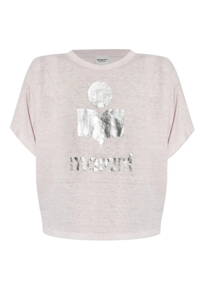 MARANT ÉTOILE metallic-logo linen t-shirt - Pink