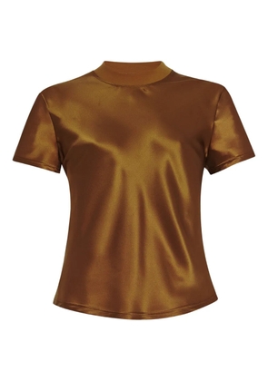 Rosetta Getty satin-effect short-sleeve top - Brown