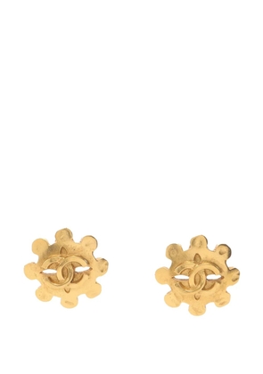 CHANEL Pre-Owned 2004 Gold Plated CC Floral Clip On Earrings costume earrings