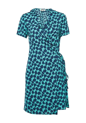 Diane Von Furstenberg Vintage printed wrap-design mini dress - Blue