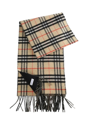 Burberry check-pattern fringed scarf - Neutrals