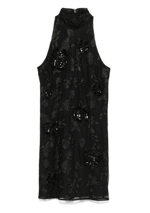 ROTATE BIRGER CHRISTENSEN floral-embroidered mesh mini dress - Black