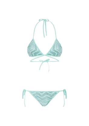 Missoni zigzag-pattern tie-fastening bikini set - Blue