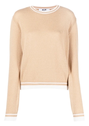MSGM logo-embroidered round-neck jumper - Brown