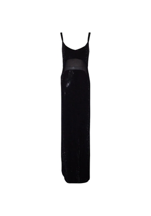 TWENTY FOURHAITCH rhinestone sheer-detail maxi dress - Black
