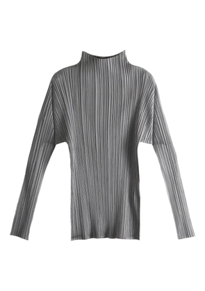 Pleats Please Issey Miyake pleated funnel-neck Top - Grey