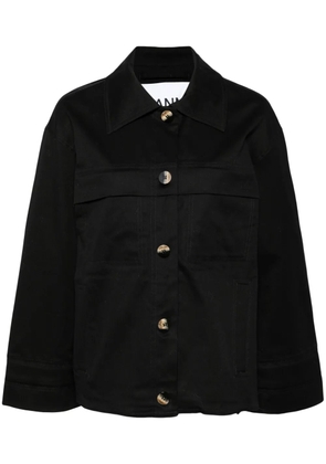 GANNI knot-detail canvas shirt jacket - Black