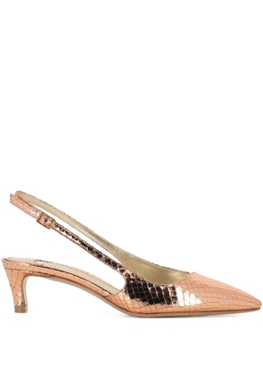 Antonio Barbato Maestri Veneziani 40mm metallic crocodile-embossed slingback pumps - Gold