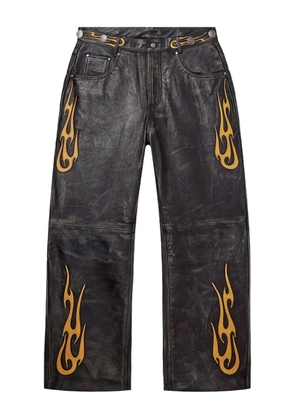 Vale flame leather trousers - Black