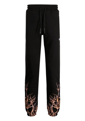 PHOBIA Lightning-embroidered cotton track pants - Black
