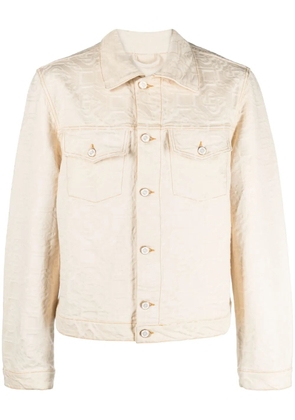 Casablanca monogram-jacquard denim jacket - Neutrals