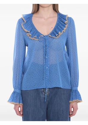 Valentino Garavani polka dot-print silk blouse - Blue