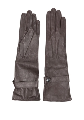 Manokhi button-fastening leather gloves - Brown