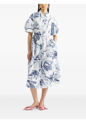 ERDEM floral-print short-sleeve midi shirt dress - White