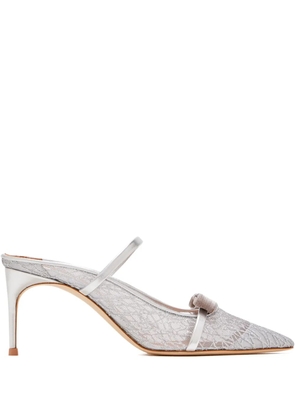 Malone Souliers ribbon detail lace mules - White