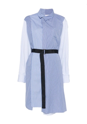 sacai striped belted shirt dress - Blue