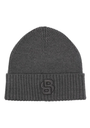 BOSS logo-embroidered beanie - Grey
