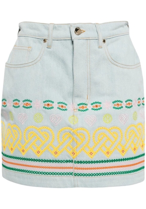 Casablanca embroidered cotton mini skirt - Blue