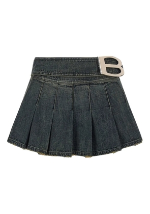 Balenciaga B-buckle pleated mini skirt - Blue