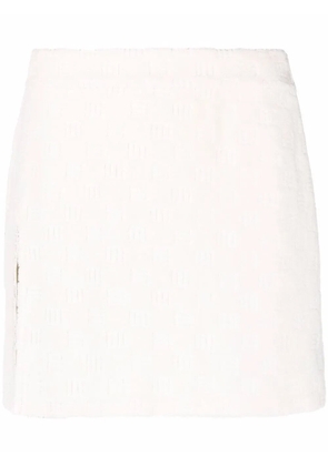 AMBUSH monogram-debossed mini skirt - Neutrals