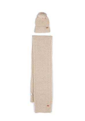 Barbour ribbed-knit scarf & beanie set - Neutrals