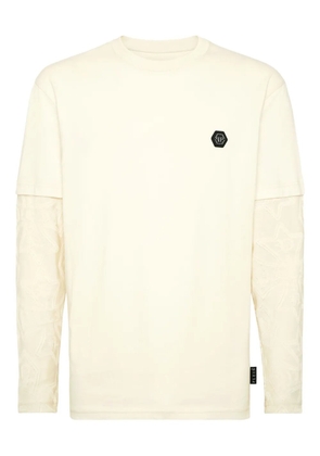 Philipp Plein jacquard-crest longsleeve T-shirt - Neutrals