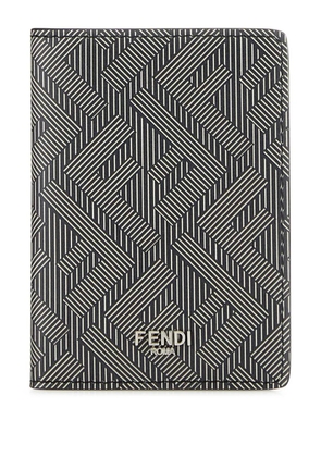 FENDI printed leather card holder - Black