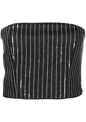 ROTATE BIRGER CHRISTENSEN sequinned striped crop top - Black