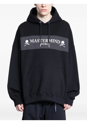Mastermind World grid-motif long-sleeve hoodie - Black
