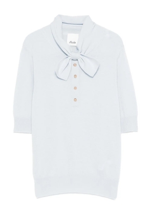 Allude bow-detail buttoned polo top - Blue