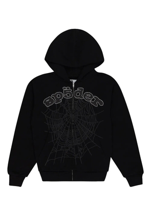 SP5DER OG Web V2 Rhinestone zip-up hoodie - Black