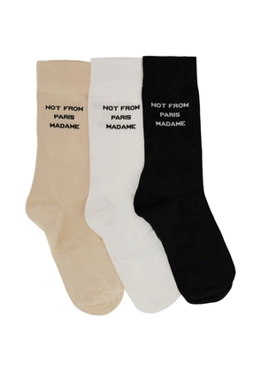 Drôle De Monsieur ribbed socks (set of three) - Neutrals