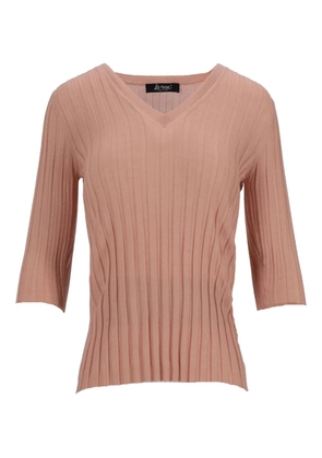 LA ROSE V-neck ribbed sweater - Pink