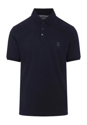 Brunello Cucinelli embroidered cotton polo shirt - Blue